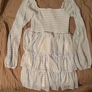 Madden NYC Blue Gingham Mini Dress